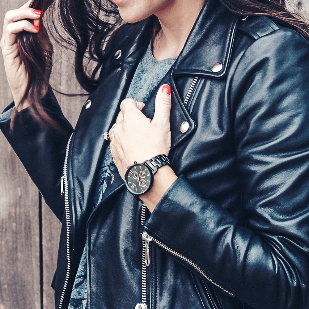 Rebecca Minkof black moto jacket. Genuine leather